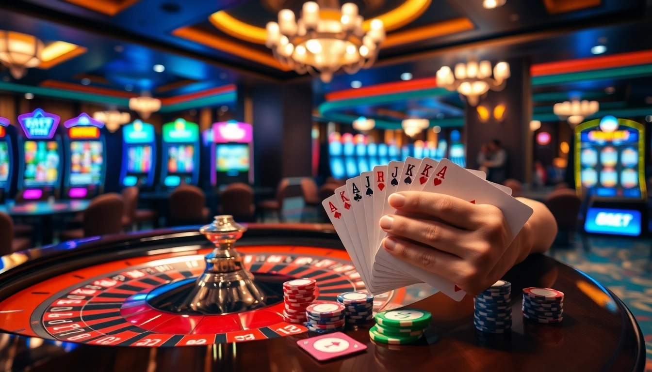 Join the thrilling action at 88bet with a vibrant casino scene featuring roulette and poker.