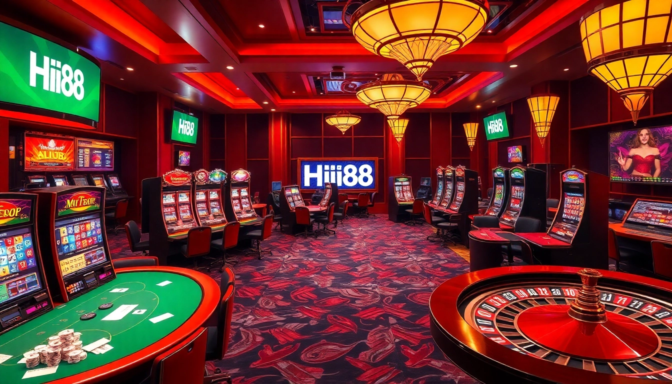 Experience the thrill of gambling at Hi88 with vibrant casino tables and exciting games.