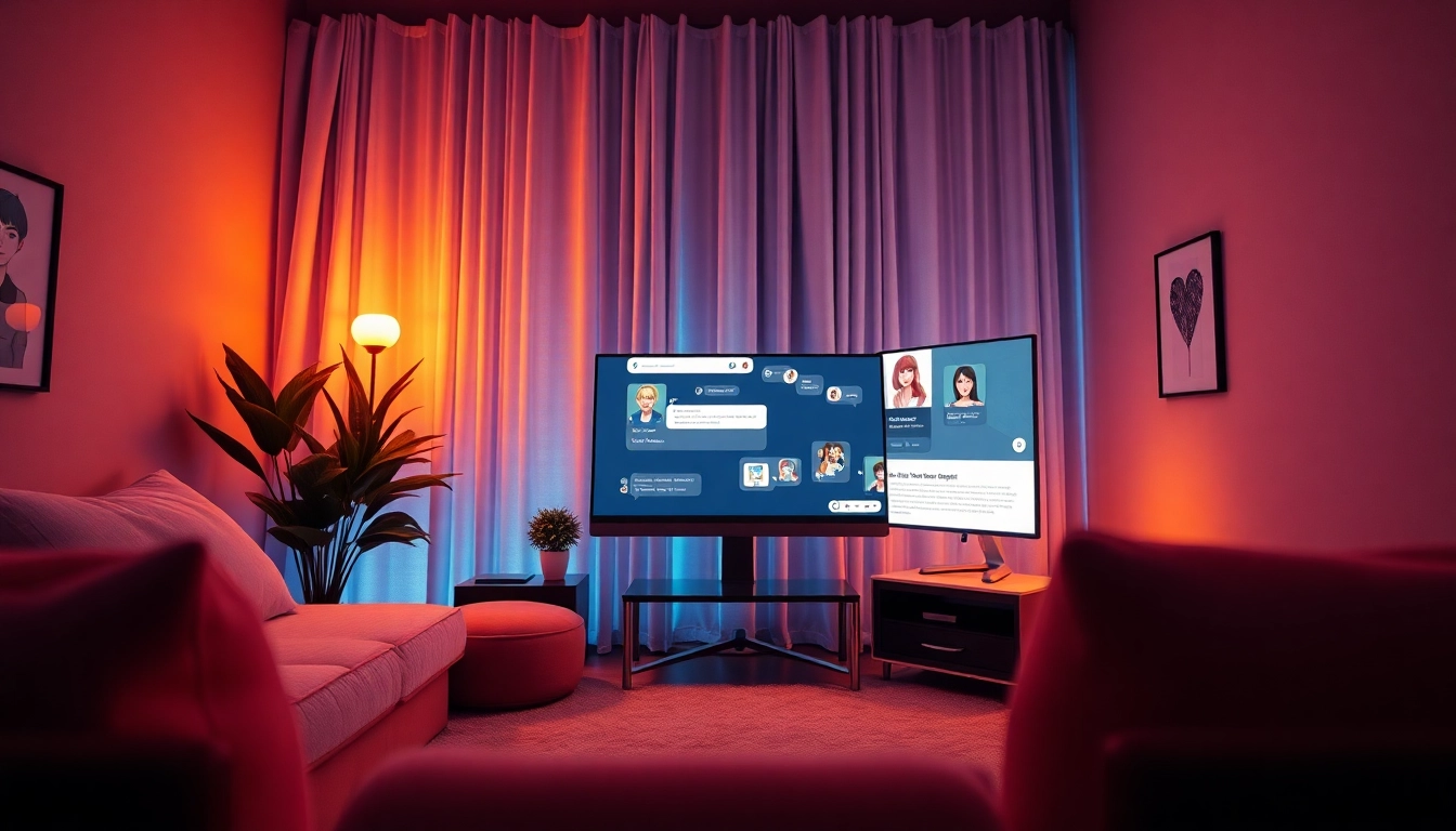 Engaging in free sex ai interactions with vibrant AI character avatars in a cozy digital space.