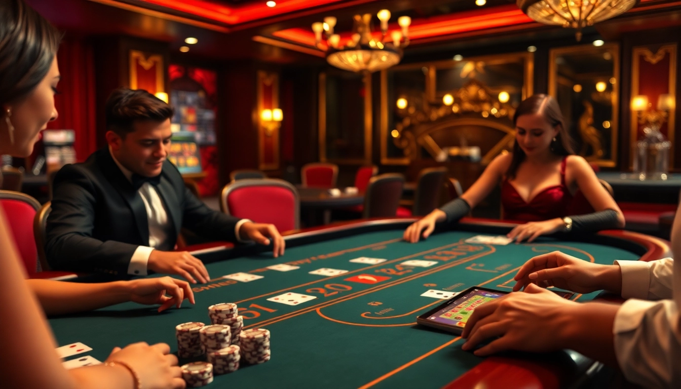 Intense players enjoying baccarat at Nhà Cái XX88 casino, highlighting excitement and luxury in gambling.