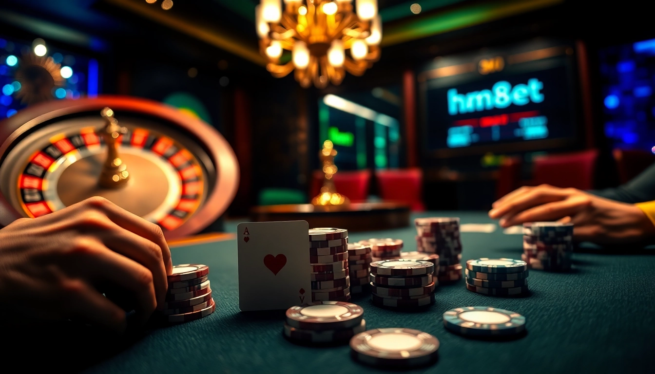 Engage in a thrilling poker game at hm88 net with luxurious cards and vibrant atmosphere.