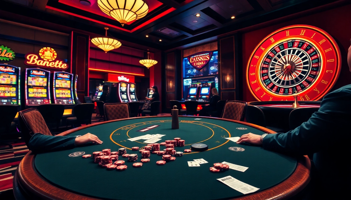 Engaging action at bet88. com with players at a luxurious poker table in an exciting casino setting.