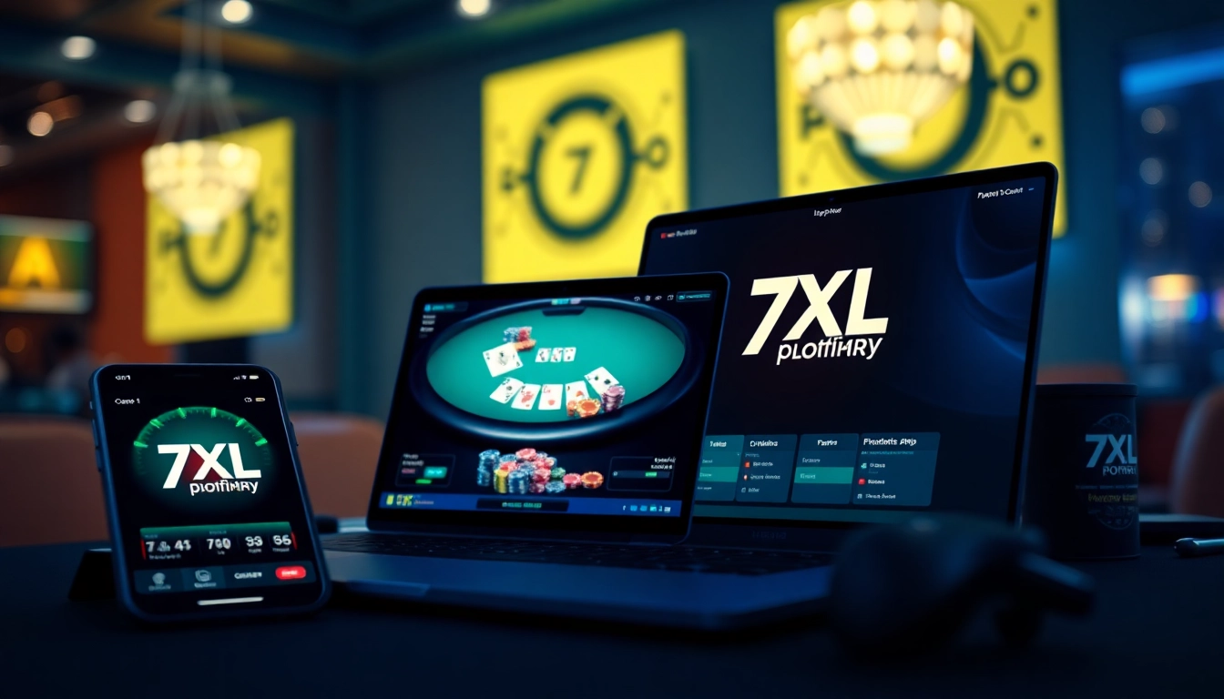 ממשק אפליקציית 7XL פוקר המציג חוויית משחק מרהיבה על פני מספר מכשירים, המציגה חוויה מודרנית של פוקר אונליין.