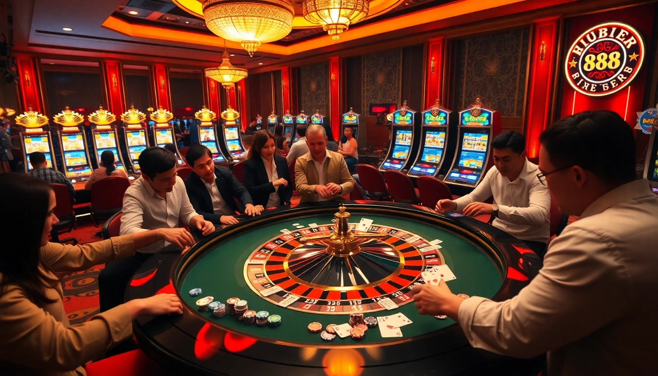 Experience the excitement of a uu88 casino with vibrant roulette and poker action.