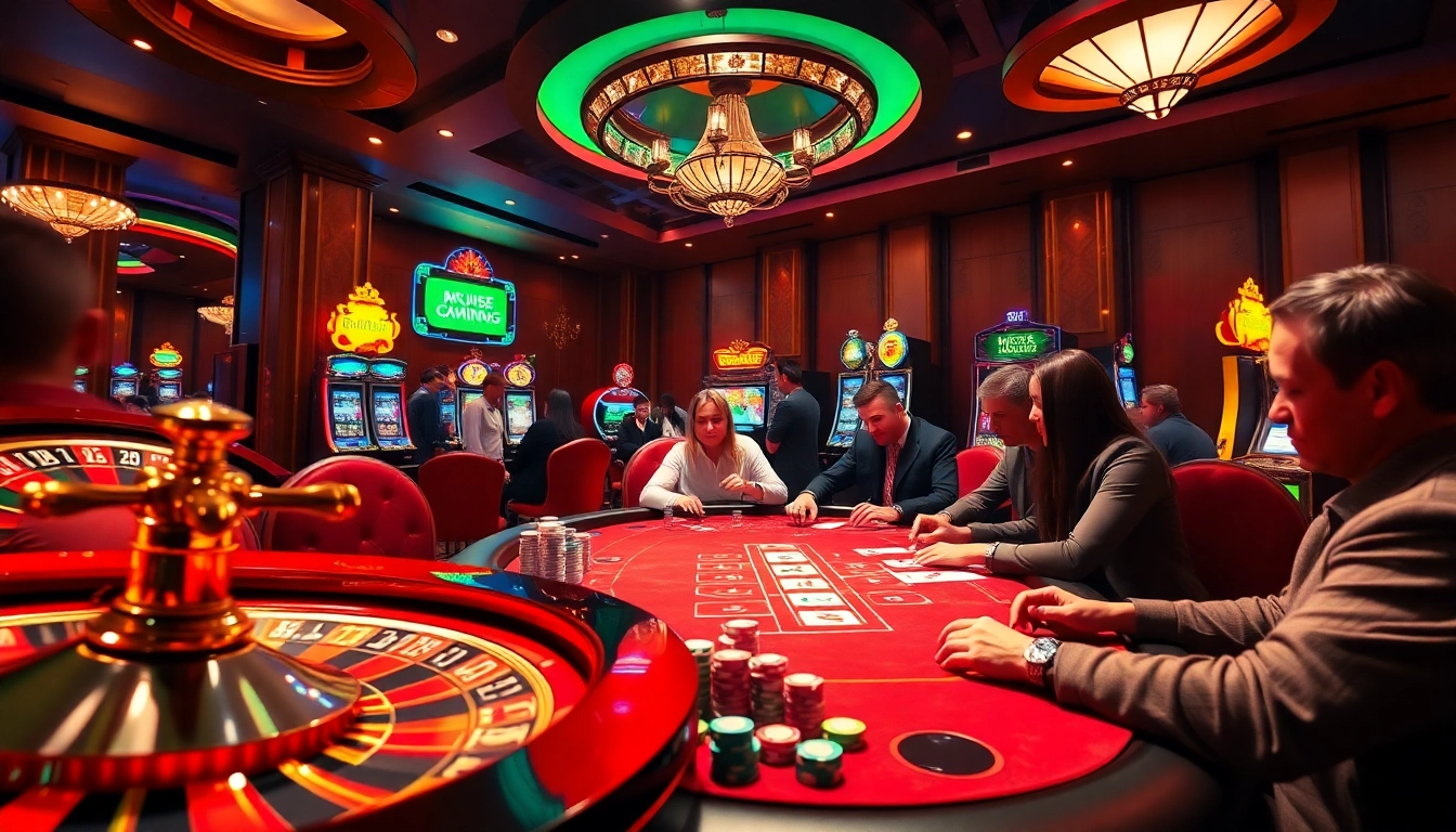 Exciting casino scene featuring roulette and poker at https://mk8th.net/, capturing high-stakes gambling thrills.