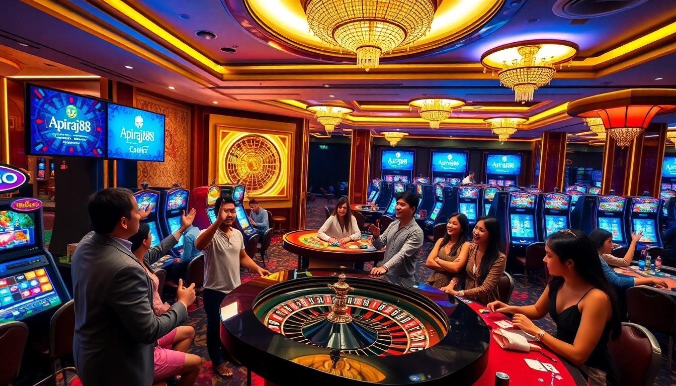 Experience the thrill at Apiraja88 with vibrant casino games and jubilant players.