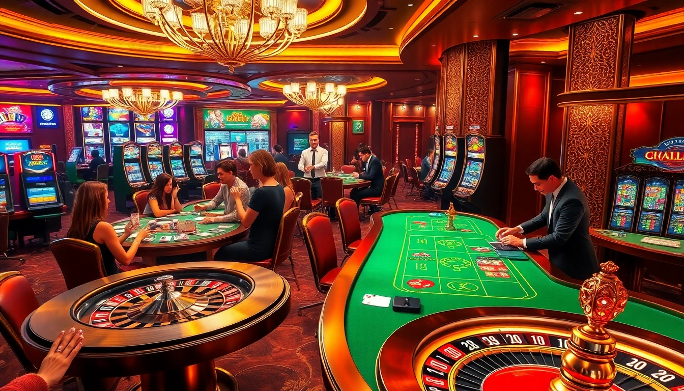 ABC8 casino scene showcasing lively poker tables and vibrant slot machines for an immersive betting experience.