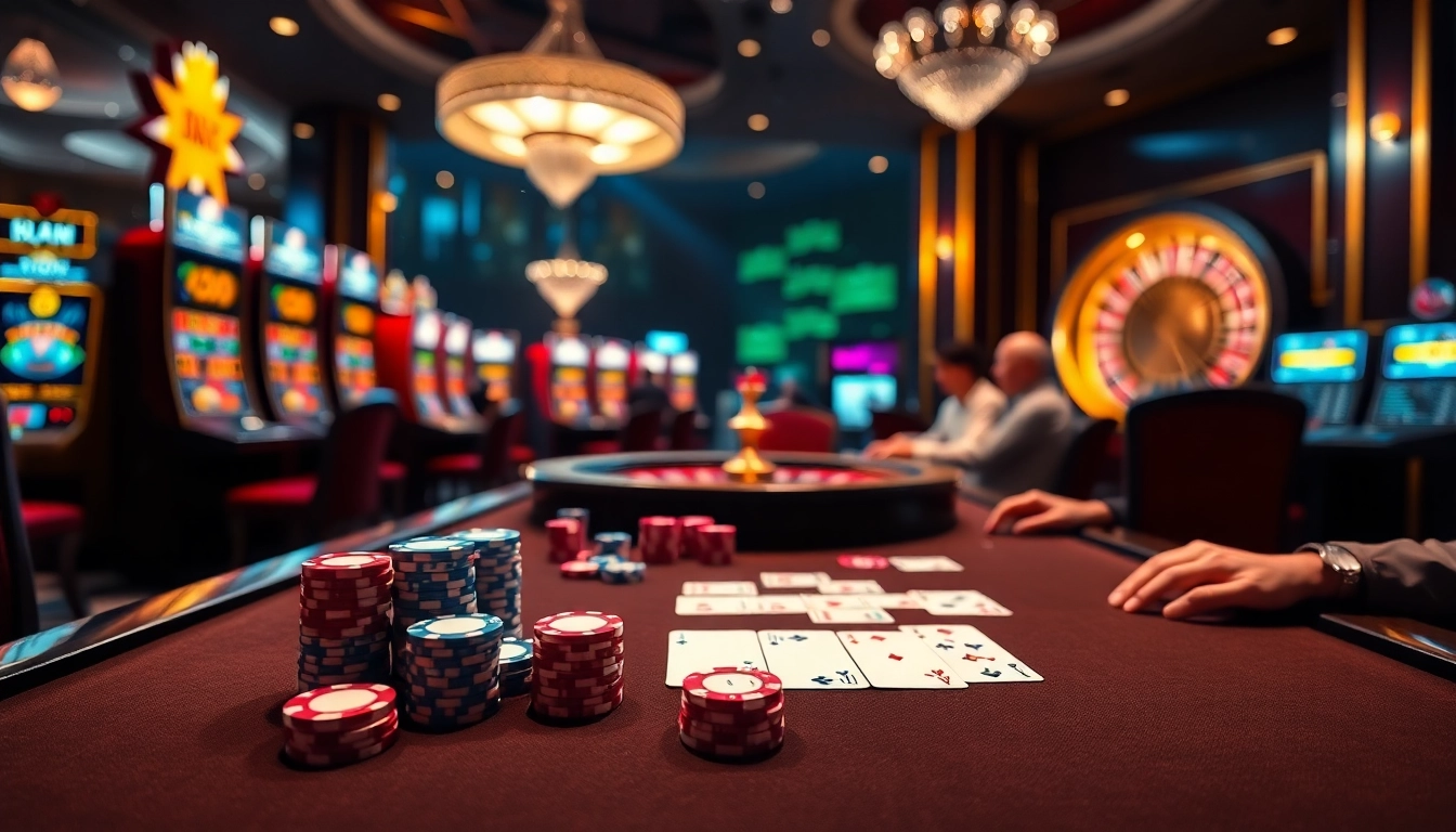 Engage with excitement at king333.club's luxurious poker tables, featuring vibrant chips and cards.