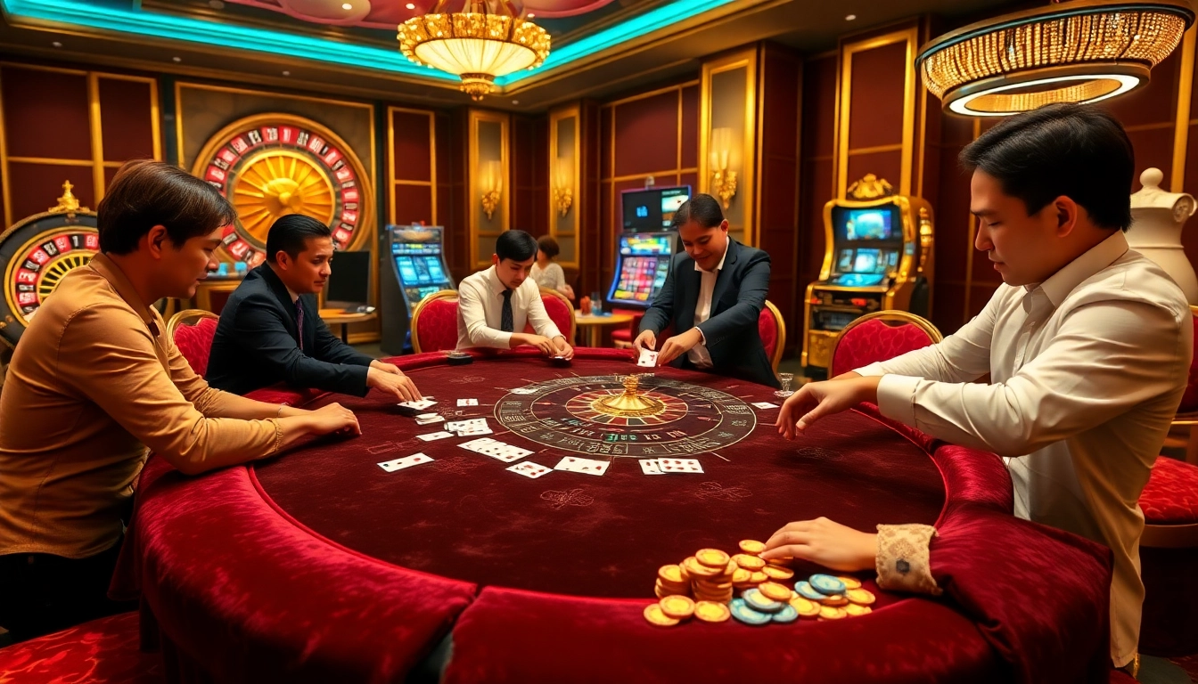 Experience the thrill of the game tt88 at an upscale casino table with vibrant chips and cards.