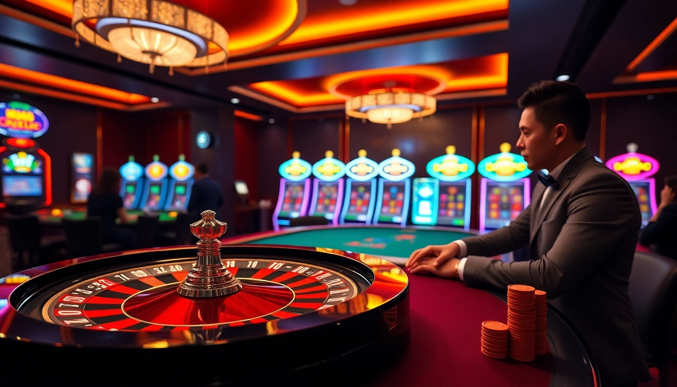 Experience the excitement of MM88 at a vibrant casino with poker, roulette, and luxury.