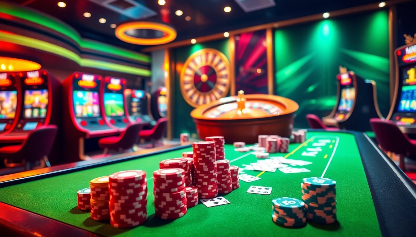 Experience the thrill of the 79 king casino with vibrant tables, poker chips, and spinning roulette wheels.