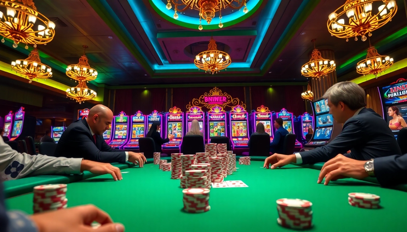 Engaged players at a poker table showcasing excitement at https://nh88vn.com/ casino.