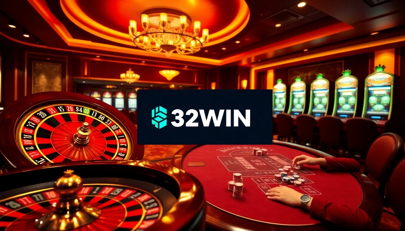 Experience the excitement of 32WIN with vibrant casino tables and engaging games.
