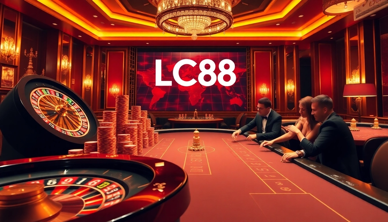 Experience thrilling gambling action at LC88 with vibrant casino elements.