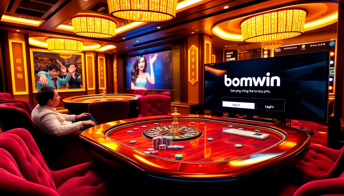 Experience the excitement of Đăng nhập bomwin at a luxurious casino table with vibrant poker chips.