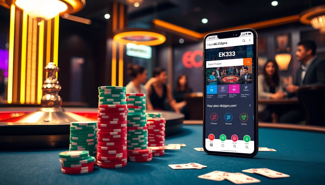 Gamble with excitement at https://ek333pro.com/ showcasing vibrant casino atmosphere.