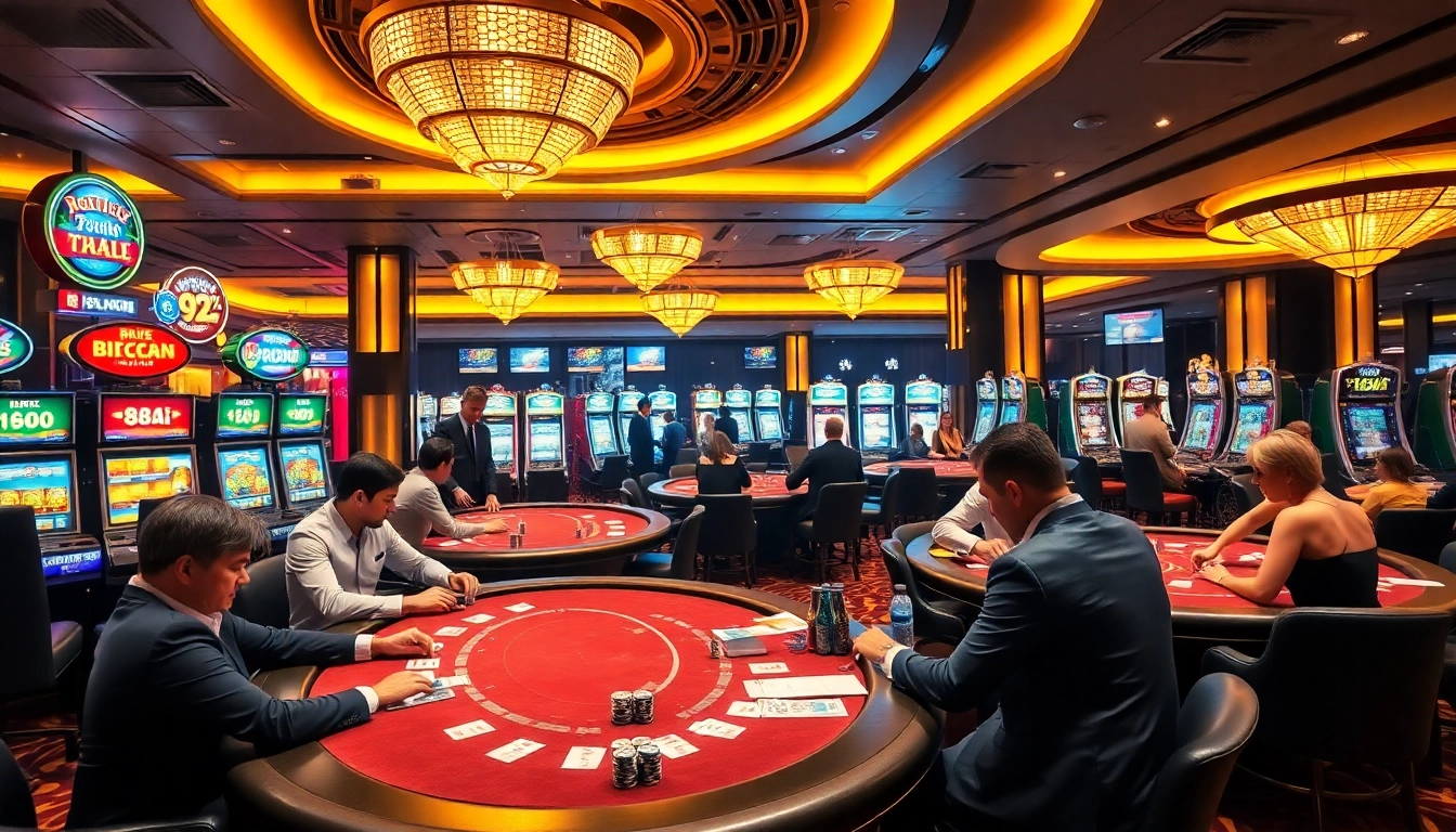 Players enjoying a thrilling poker game at 88i's luxurious casino tables.
