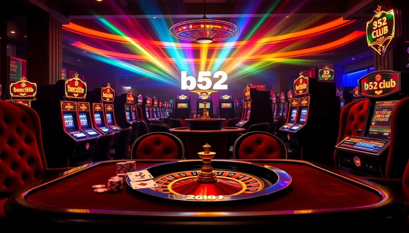 Experience the thrill of the b52club with vibrant casino tables and luxurious gaming ambiance.