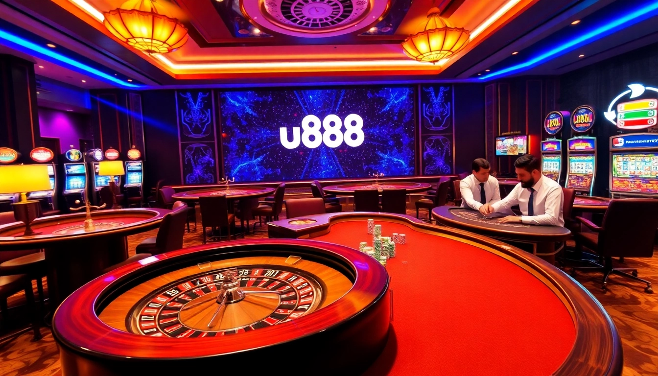 Experience thrilling gameplay at u888 casino with luxurious tables and vibrant slot machines.