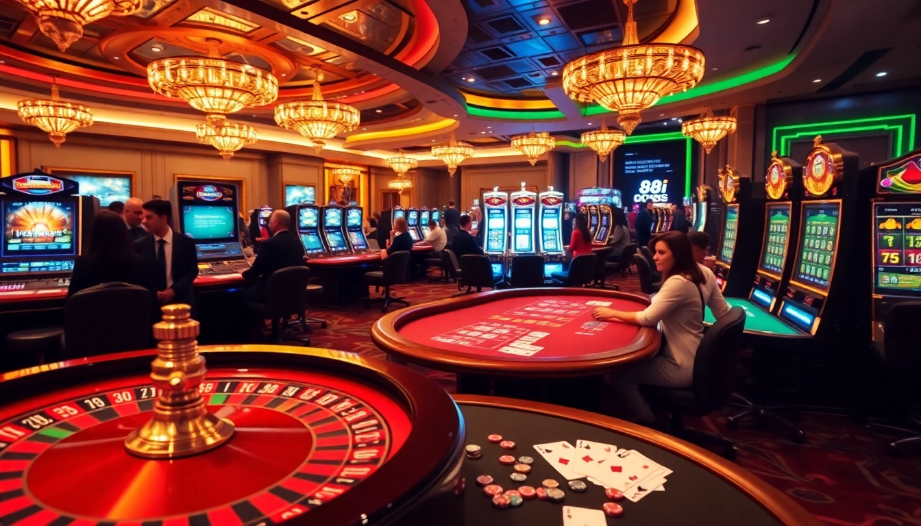 Experience thrilling gameplay at 88i nhà cái with poker chips and cards on a vibrant casino table.