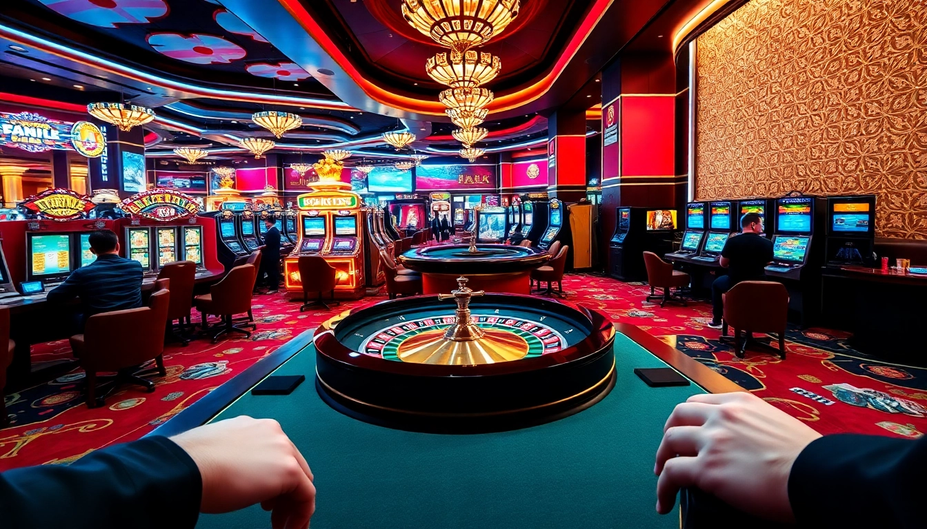 Playing at the luxurious rr88 chính thức casino, with vibrant roulette tables and eager players.