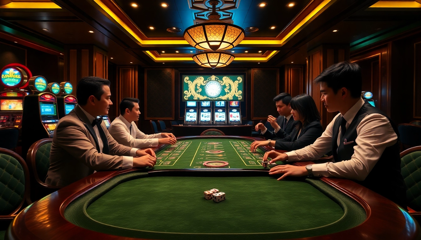 Play game tài xỉu at a luxurious casino table with vibrant colors and elegant decor.