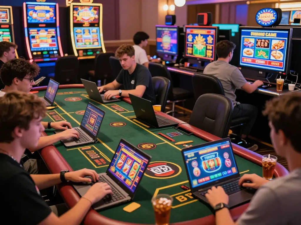 Engaging in online gaming at tle-online platform with vibrant graphics and colorful slots showing exciting gameplay.