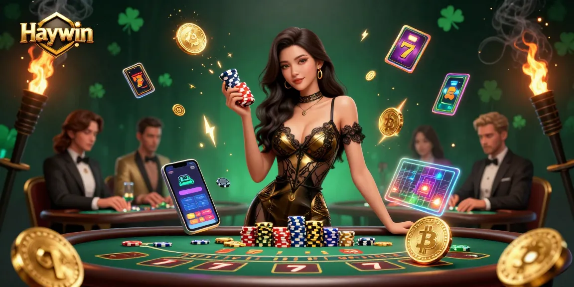 Experience Haywin's luxurious casino vibes with a stunning baccarat setting and vibrant graphics.
