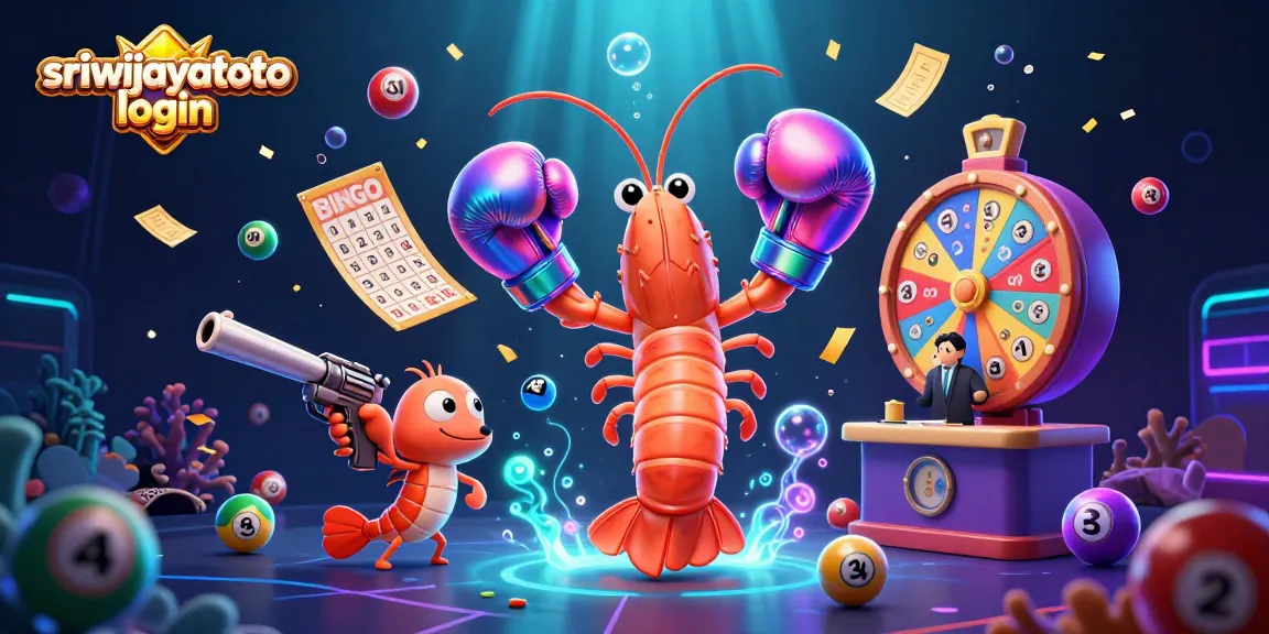 Experience the thrill of sriwijayatoto login with colorful lottery balls and vibrant game elements in a dynamic scene.