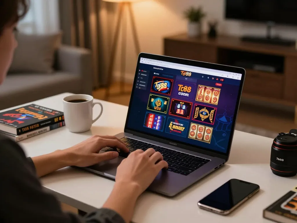 Engagingly playing online poker at Tg88 com, showcasing an inviting digital gaming experience.