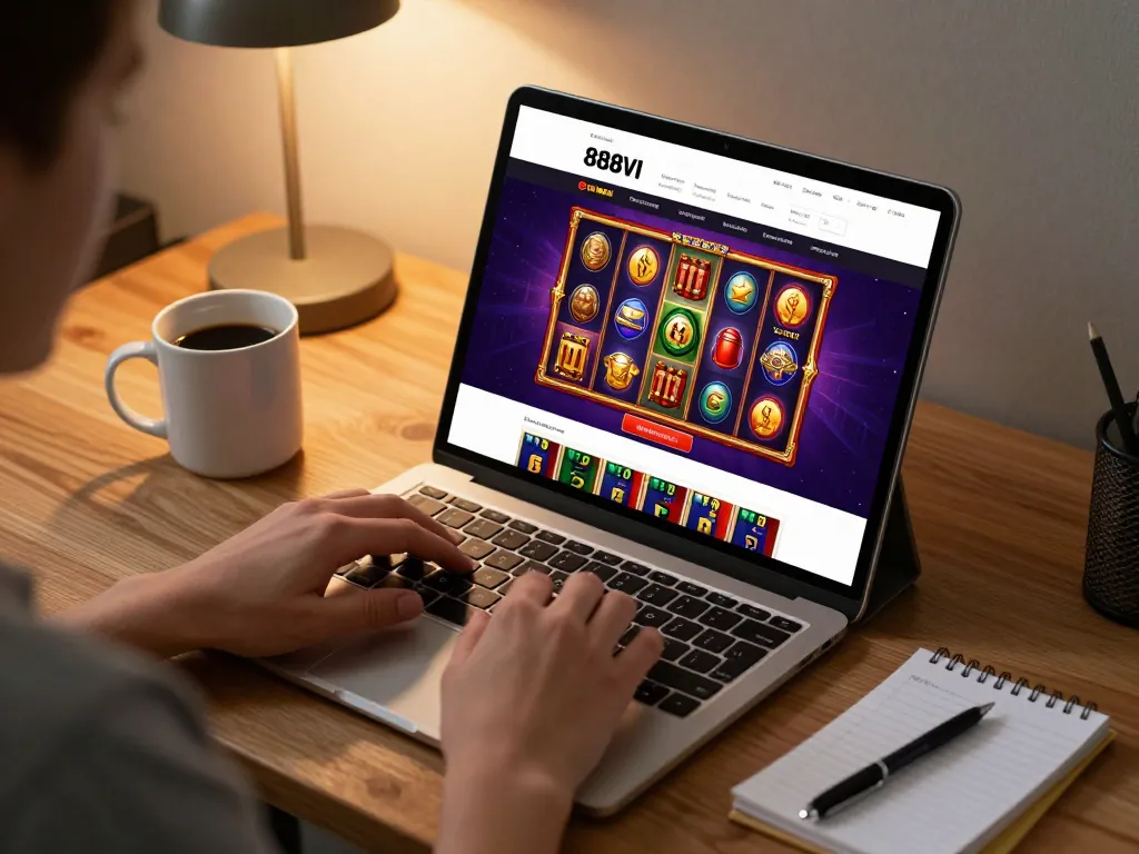 Engaging with the 888VI Homepage on a tablet in a cozy home gaming setup.