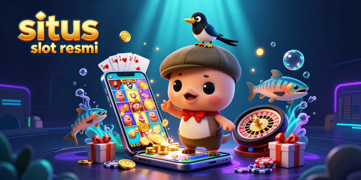 Menang di situs slot resmi dengan kegembiraan koin emas dan permainan slot penuh warna.